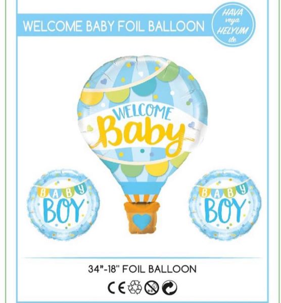 Welcome Baby Erkek Folyo Balon